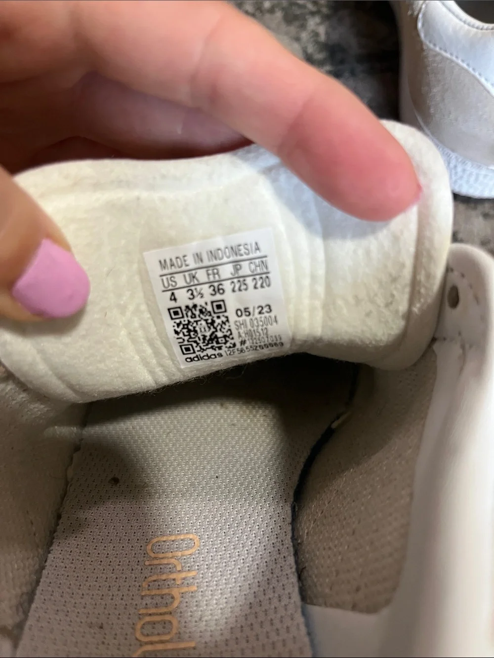 adidas girls light pink Suede Sneakers with White Stripes